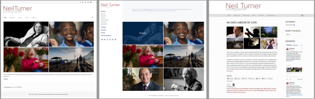 the three websites of Neil Turner Editorial and Corporate Photographer